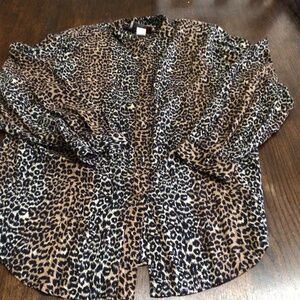 Vintage cactus flower button down blouse in animal print. Size extra large.